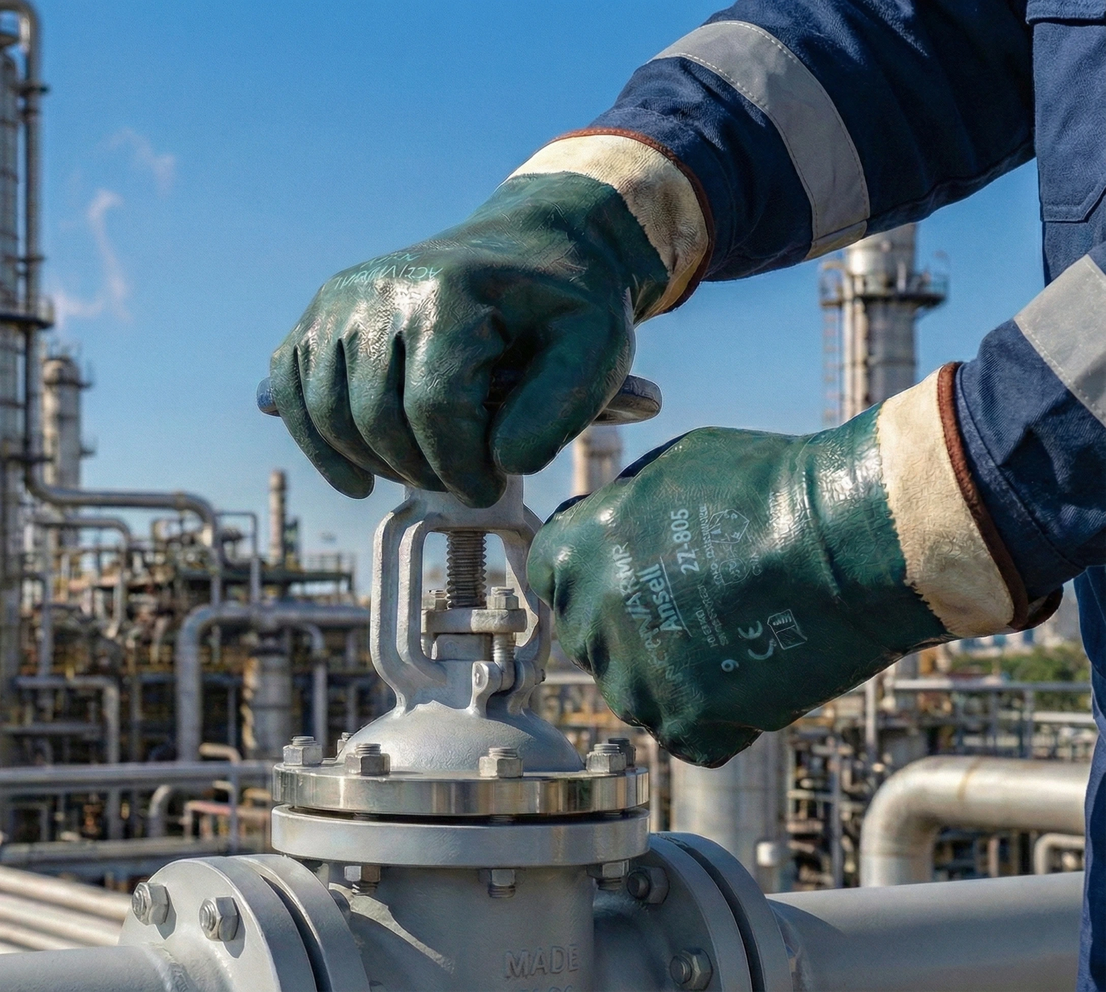 Перчатки Ansell на производственном объекте