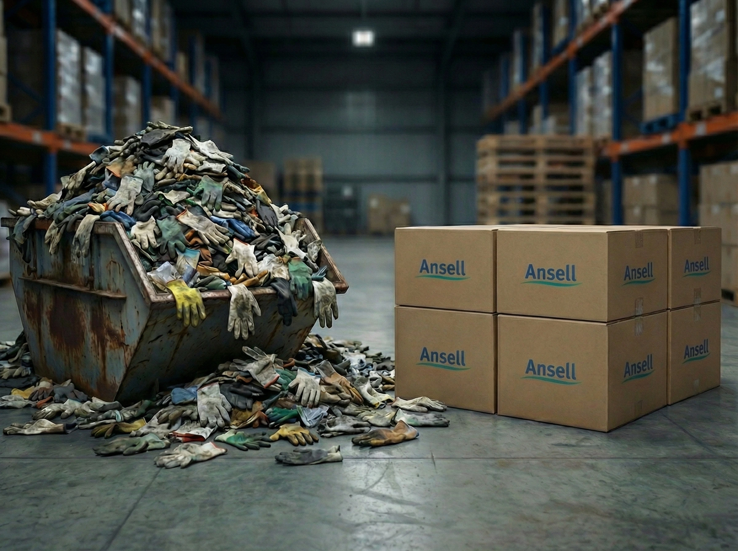 Склад Ansell с товарными коробами